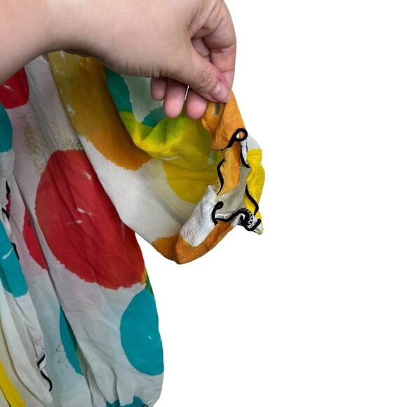 Art of Cloth Lagenlook Semi Sheer Abstract Print Drape Front Layering Top M/L - Picture 4 of 5